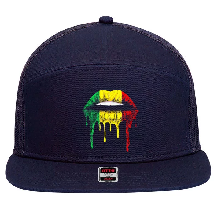 Reggae Music Jamaica Kissing Lips Flag Rastafari Rasta 7 Panel Mesh Trucker Snapback Hat