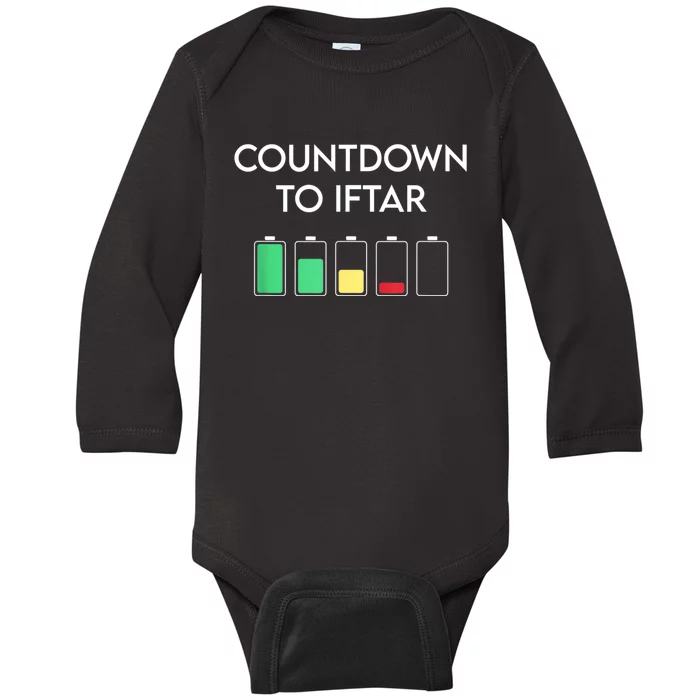 Ramadan Mubarak Kareem, Count Down To Iftar Funny Say Baby Long Sleeve Bodysuit