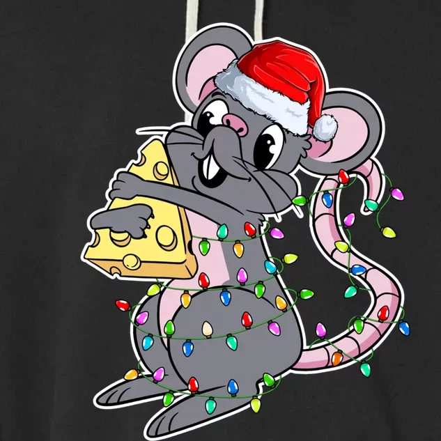 Rats Mouse Lover Xmas Mouse Wearing Santa Hat Christmas Funny Gift Garment-Dyed Fleece Hoodie