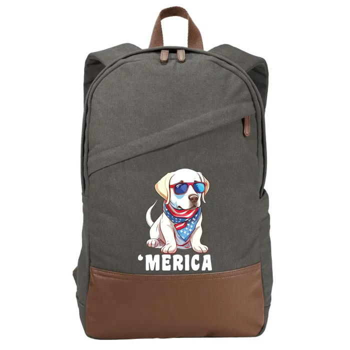 Retro Merica Labrador Retriever Dog Dad Mom 4th Of July Cotton Canvas Backpack