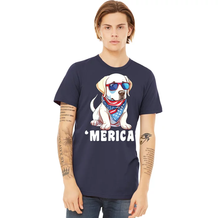 Retro Merica Labrador Retriever Dog Dad Mom 4th Of July Premium T-Shirt