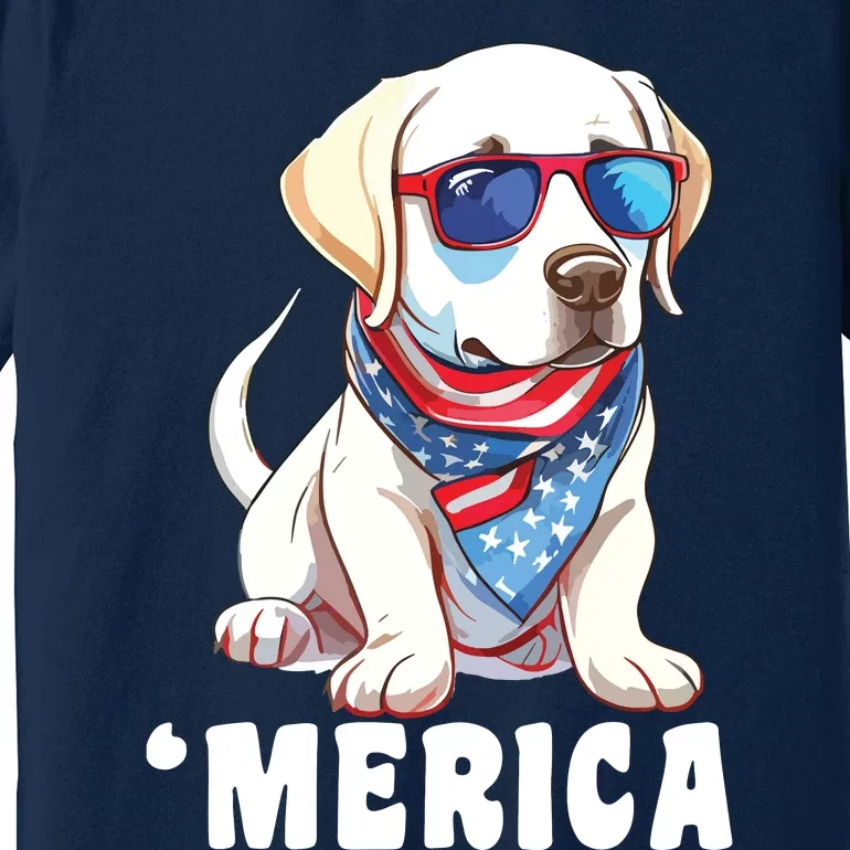 Retro Merica Labrador Retriever Dog Dad Mom 4th Of July Premium T-Shirt