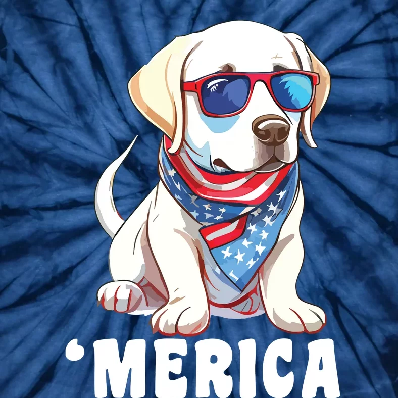 Retro Merica Labrador Retriever Dog Dad Mom 4th Of July Tie-Dye T-Shirt