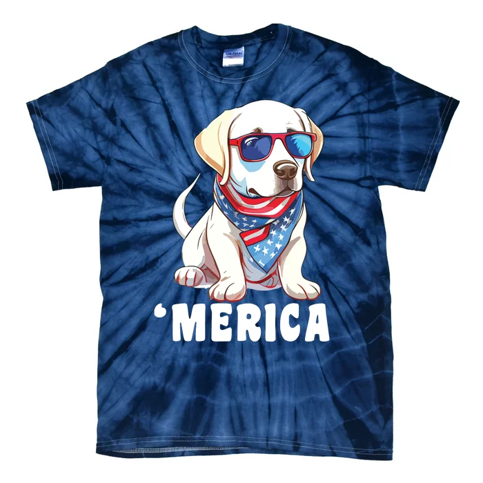 Retro Merica Labrador Retriever Dog Dad Mom 4th Of July Tie-Dye T-Shirt