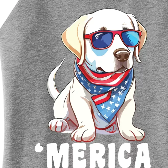 Retro Merica Labrador Retriever Dog Dad Mom 4th Of July Women’s Perfect Tri Rocker Tank