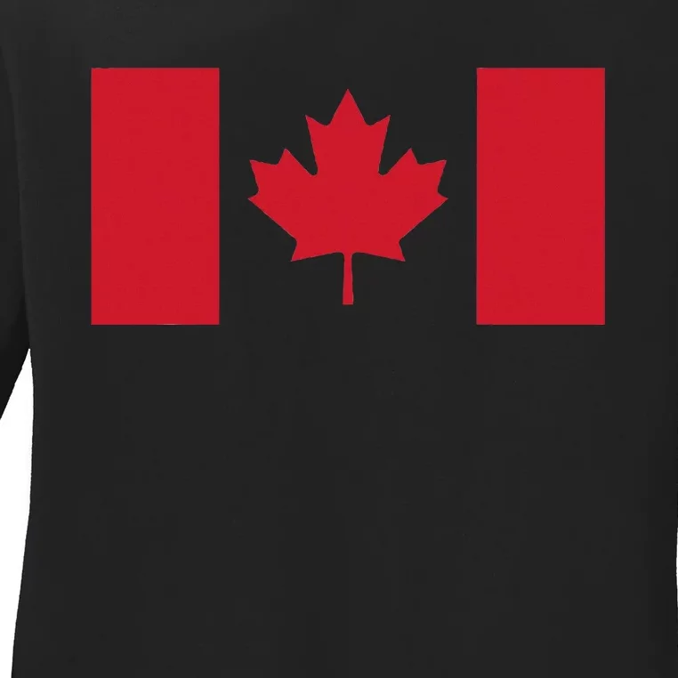 Red Maple Leaf Canada Day Ladies Long Sleeve Shirt