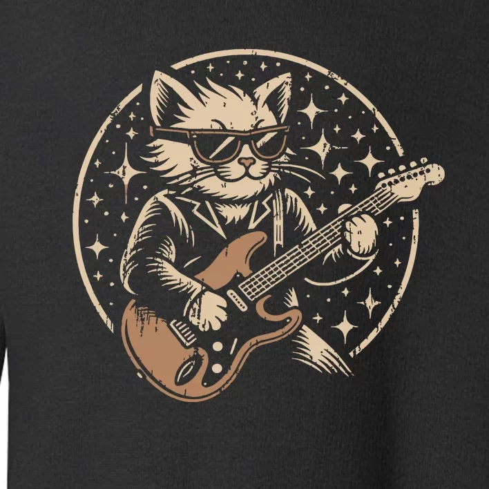 Retro Music Lover Heavy Metal Electric Guitar Funny Rock Cat Toddler Sweatshirt