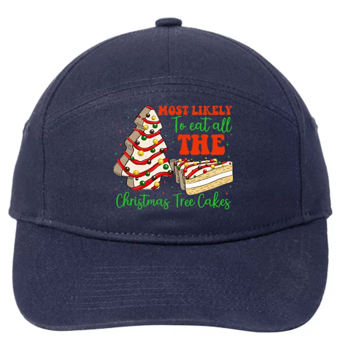 Retro Most Likely To Eat All The Christmas Tree Cakes Debbie 7-Panel Snapback Hat