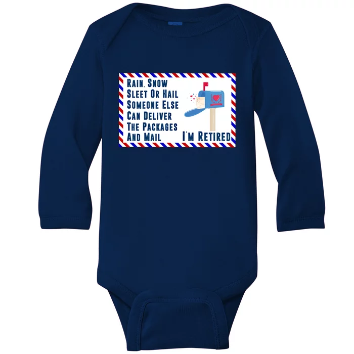 Retired Mail Letter Carrier Postal Worker Retiret Gift Baby Long Sleeve Bodysuit