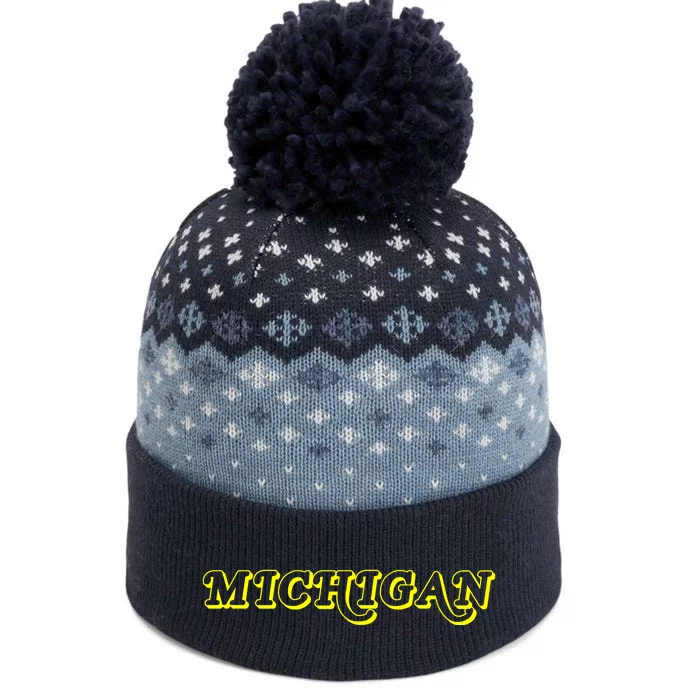 Retro Michigan Logo The Baniff Cuffed Pom Beanie