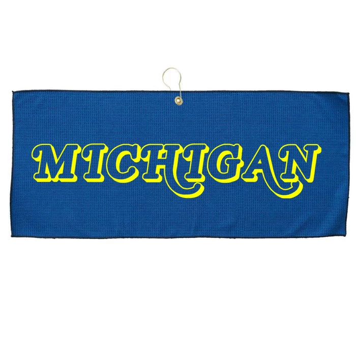 Retro Michigan Logo Large Microfiber Waffle Golf Towel