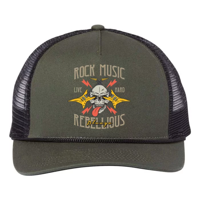 Rock Music Live Hard Always Rebellious Retro Rope Trucker Hat Cap