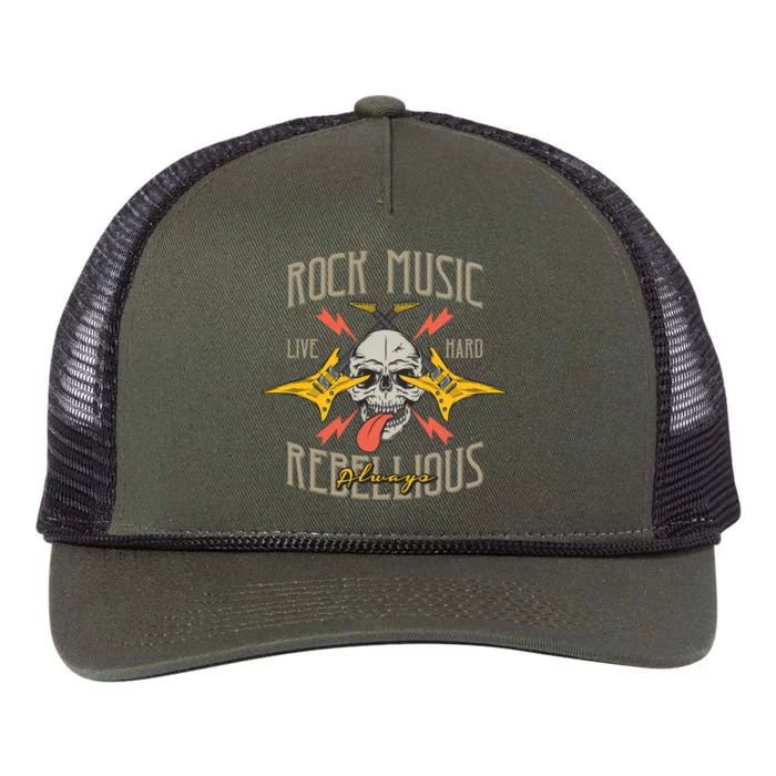 Rock Music Live Hard Always Retro Rope Trucker Hat Cap