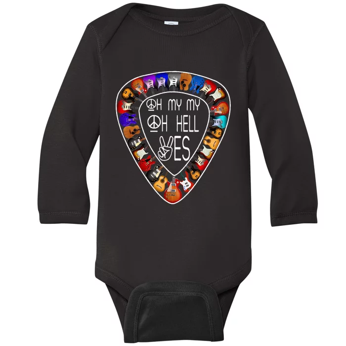 Retro Music Lover's Yes Hells My Petty Guitar Baby Long Sleeve Bodysuit