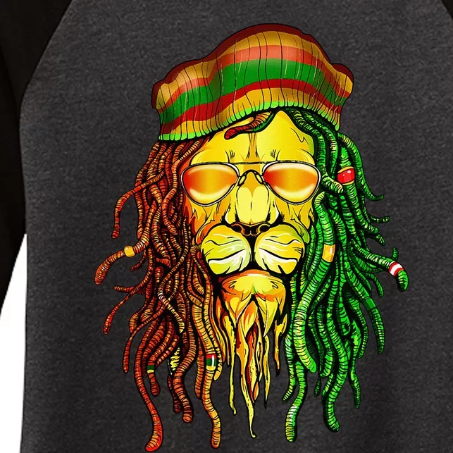 Reggae Music Lovers Jamaican Lion Women's Tri-Blend 3/4-Sleeve Raglan Shirt