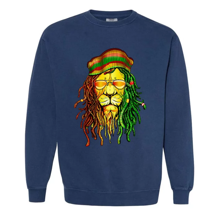 Reggae Music Lovers Jamaican Lion Garment-Dyed Sweatshirt