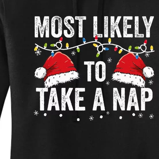 retro Most Likely To Take A Nap Matching Xmas Women's Pullover Hoodie