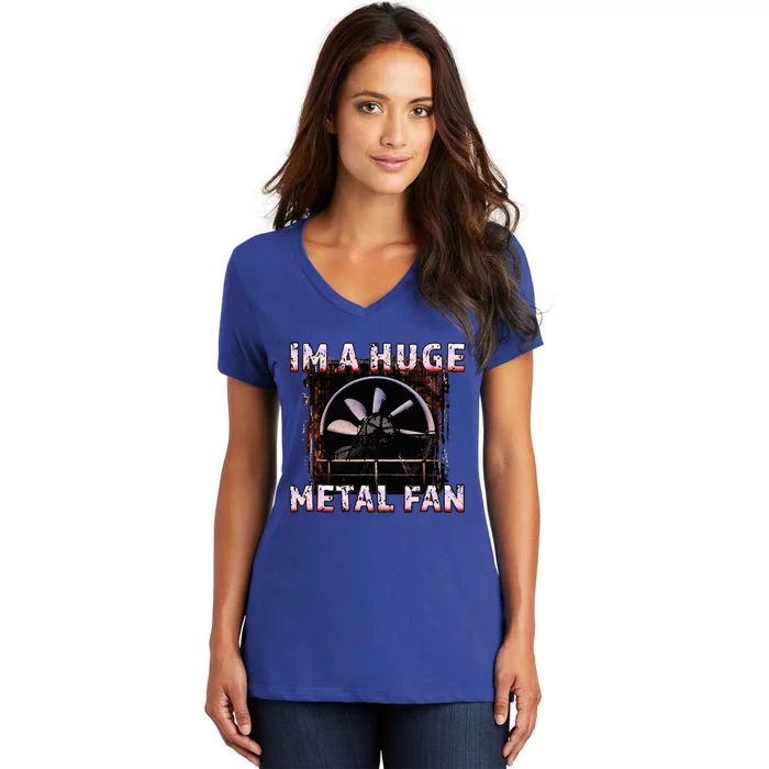 Rock Music Lover Funny Im A Huge Heavy Metal Fan Joke Pun Women's V-Neck T-Shirt