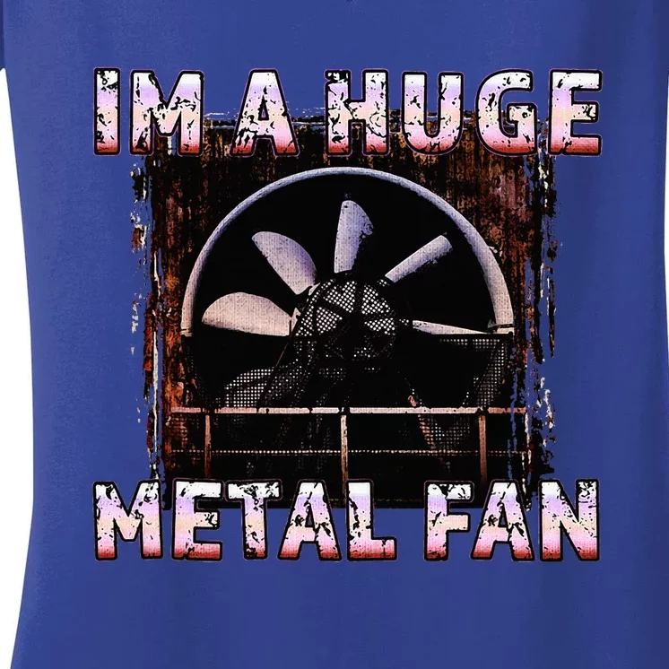 Rock Music Lover Funny Im A Huge Heavy Metal Fan Joke Pun Women's V-Neck T-Shirt