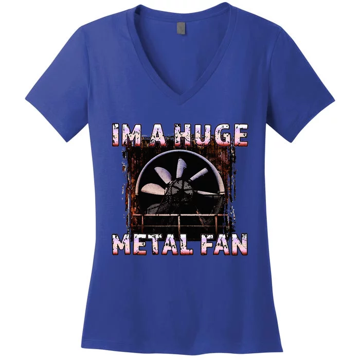 Rock Music Lover Funny Im A Huge Heavy Metal Fan Joke Pun Women's V-Neck T-Shirt