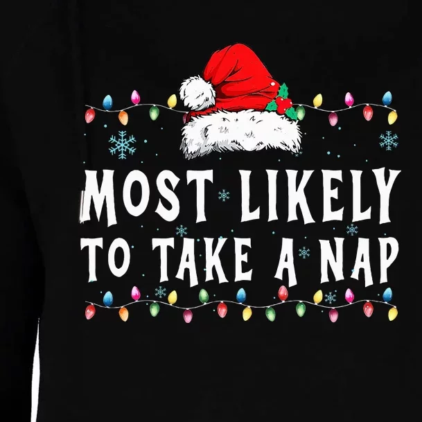 retro Most Likely To Take A Nap Family Xmas Pajamas Womens Funnel Neck Pullover Hood