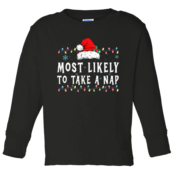 retro Most Likely To Take A Nap Family Xmas Pajamas Toddler Long Sleeve Shirt