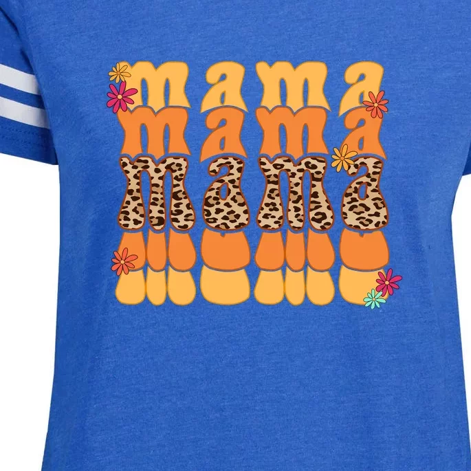 Retro Mama Leopard Gift For Mother's Day Enza Ladies Jersey Football T-Shirt