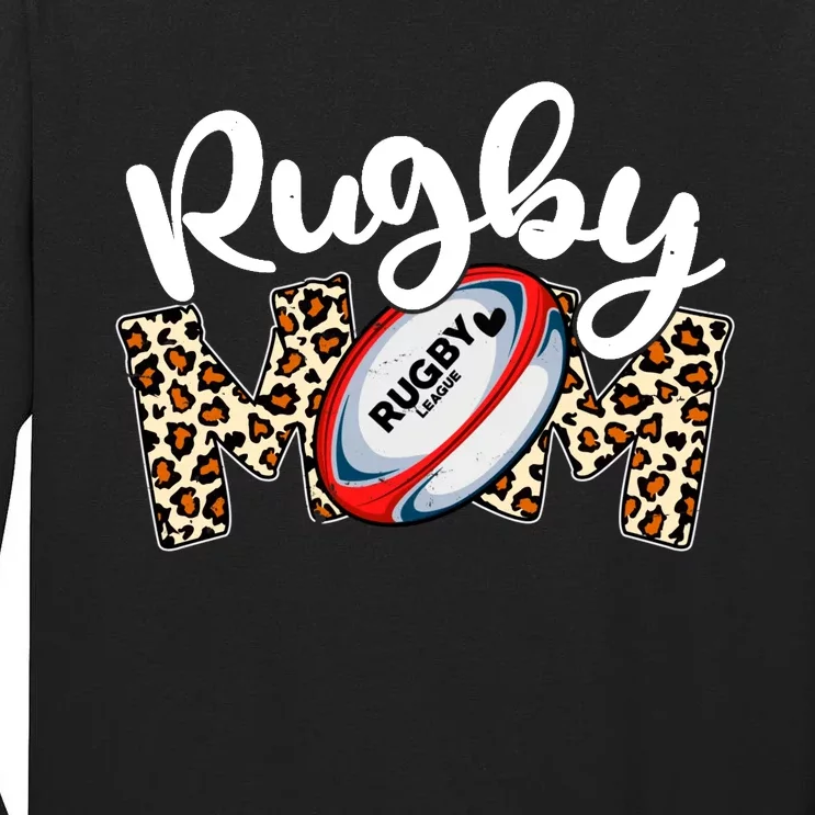 Rugby Mom Leopard Funny Wo Mommy Mother's Day Tall Long Sleeve T-Shirt