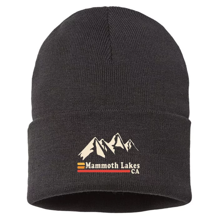 Retro Mammoth Lakes California Ca Mountain Ski Sustainable Knit Beanie