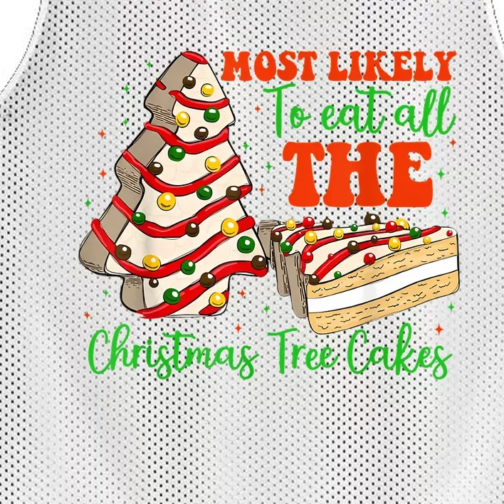 Retro Most Likely To Eat All The Christmas Tree Cakes Debbie Mesh Reversible Basketball Jersey Tank