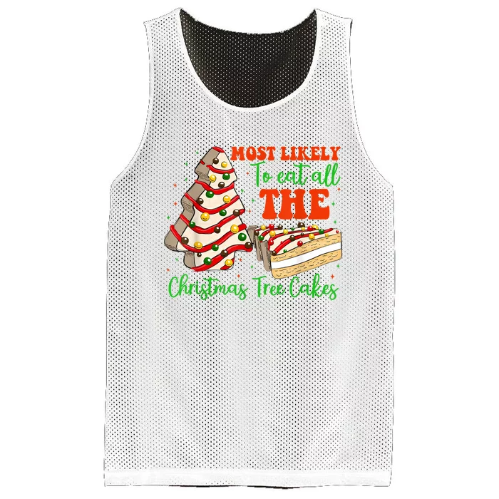 Retro Most Likely To Eat All The Christmas Tree Cakes Debbie Mesh Reversible Basketball Jersey Tank