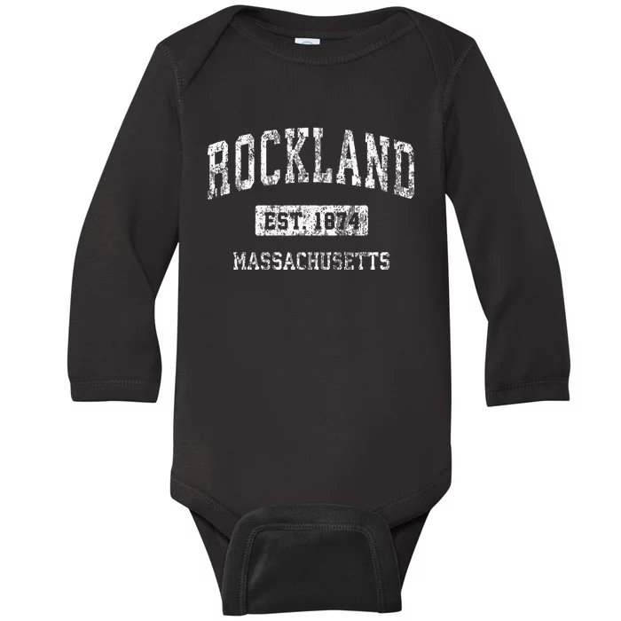 Rockland Massachusetts Ma Vintage Sports Established Baby Long Sleeve Bodysuit