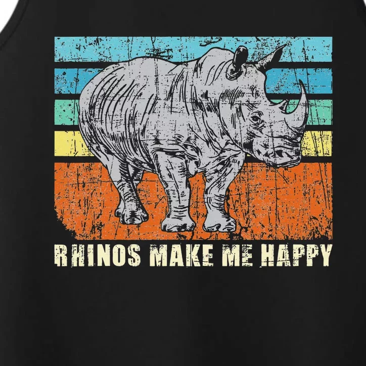 Rhinos Make Me Happy Rhinoceros Endangered Animal Zoology Performance Tank