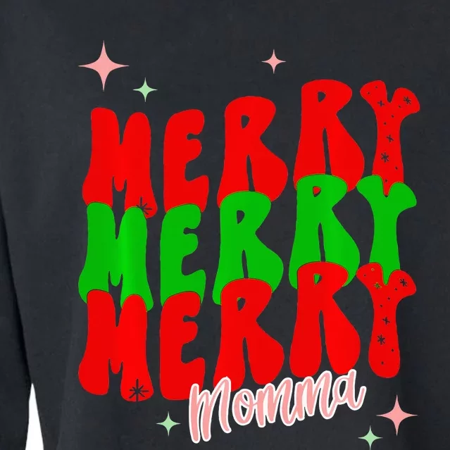 Retro Merry Momma Cropped Pullover Crew