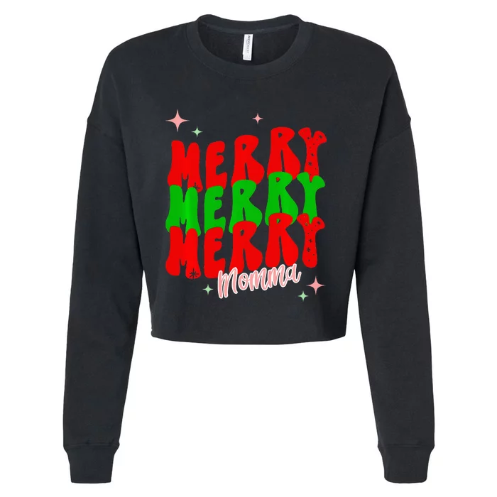 Retro Merry Momma Cropped Pullover Crew