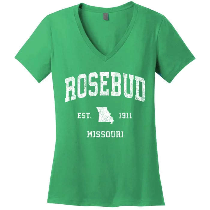 Rosebud Missouri Mo Vintage Athletic Sports Women's V-Neck T-Shirt