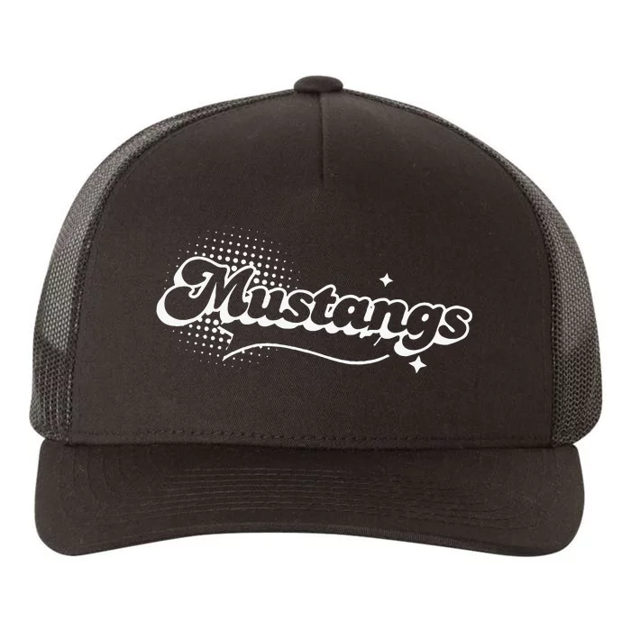 Retro Mustangs Mascot Back To School Spirit Sport Fans Game Yupoong Adult 5-Panel Trucker Hat