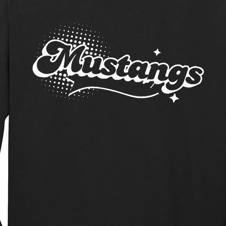 Retro Mustangs Mascot Back To School Spirit Sport Fans Game Tall Long Sleeve T-Shirt