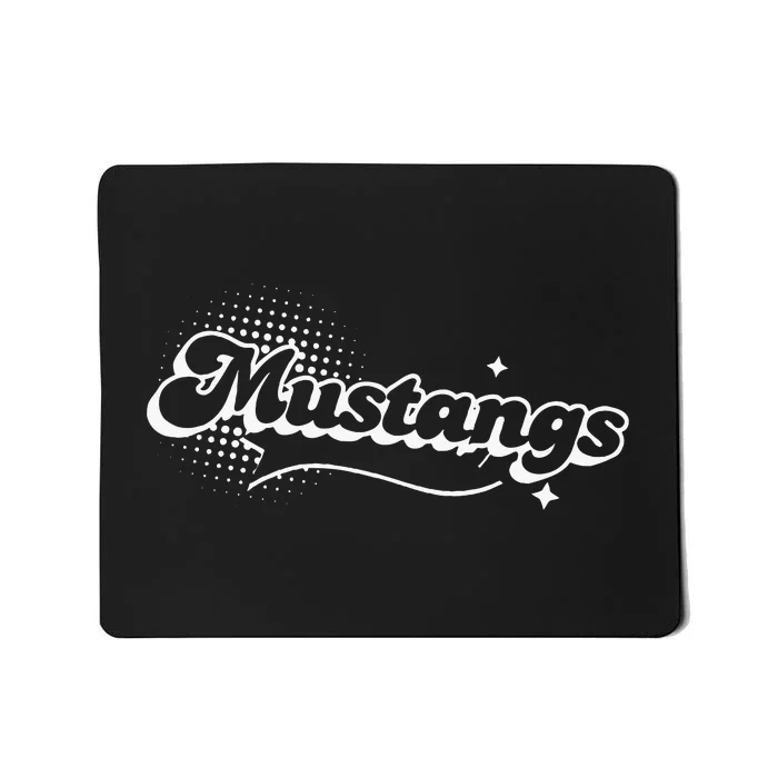 Retro Mustangs Mascot Back To School Spirit Sport Fans Game Mousepad