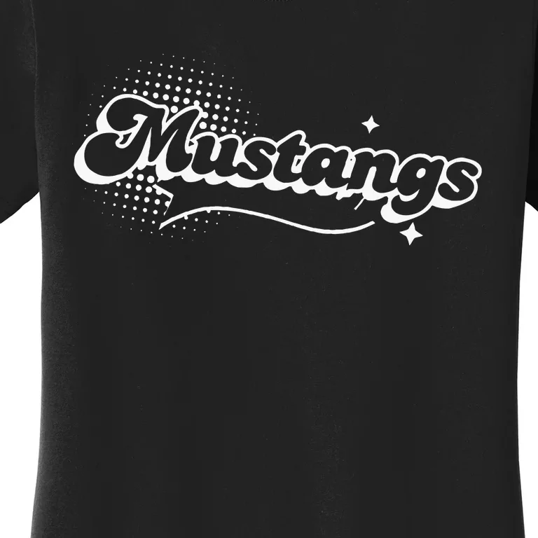 Retro Mustangs Mascot Back To School Spirit Sport Fans Game Women's T-Shirt