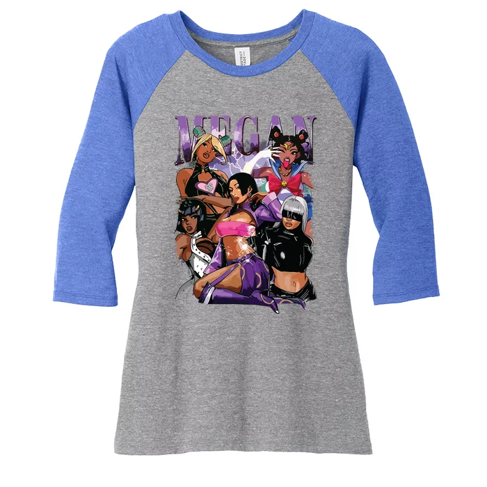 Retro Megan Moon Megan First Name Personalized Vintage Women's Tri-Blend 3/4-Sleeve Raglan Shirt