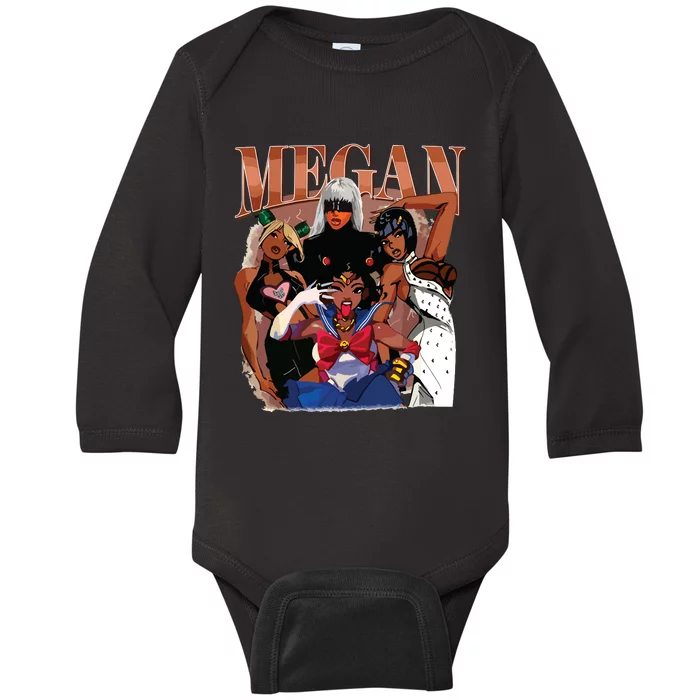 Retro Megan Moon Megan First Name Baby Long Sleeve Bodysuit