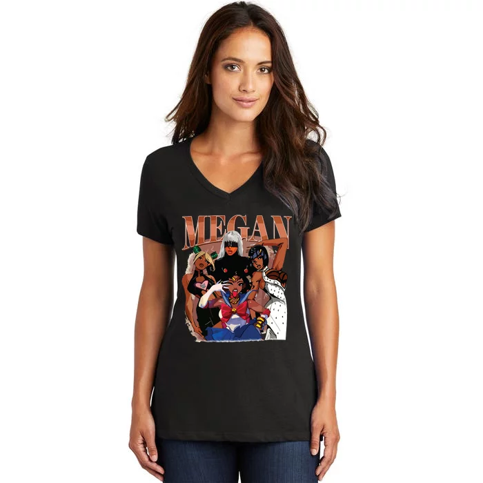 Retro Megan Moon Megan First Name Women's V-Neck T-Shirt