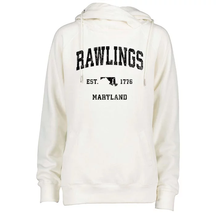 Rawlings Maryland Md Vintage Established Athletic Sports Design Womens Funnel Neck Pullover Hood