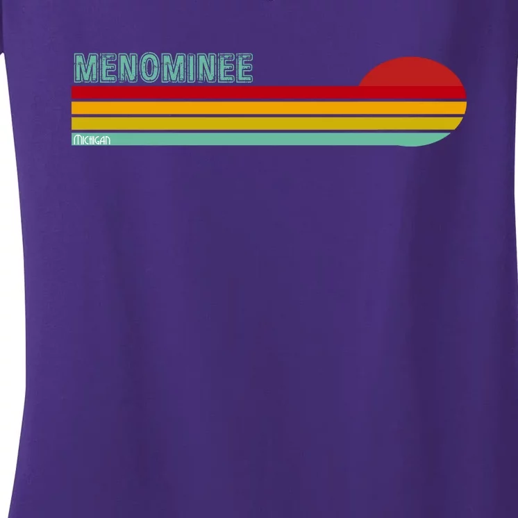 Retro Menominee Michigan Women's V-Neck T-Shirt