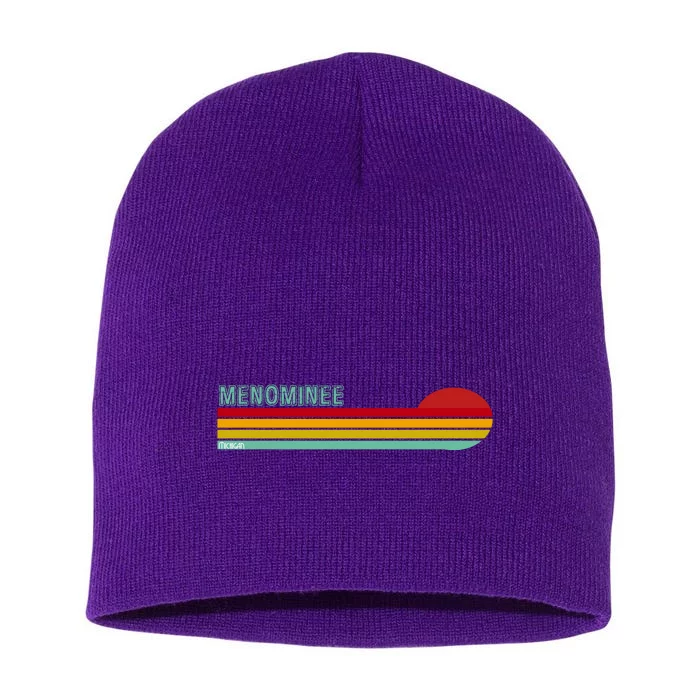 Retro Menominee Michigan Short Acrylic Beanie