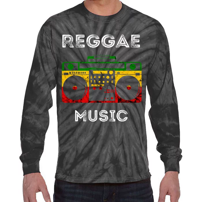 Reggae Music Musicbox Boombox Rastafari Roots Rasta Reggae Tie-Dye Long Sleeve Shirt