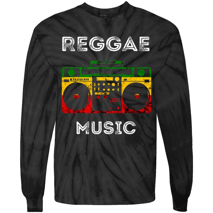 Reggae Music Musicbox Boombox Rastafari Roots Rasta Reggae Tie-Dye Long Sleeve Shirt