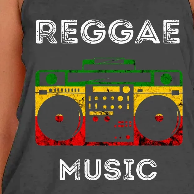 Reggae Music Musicbox Boombox Rastafari Roots Rasta Reggae Women's Knotted Racerback Tank