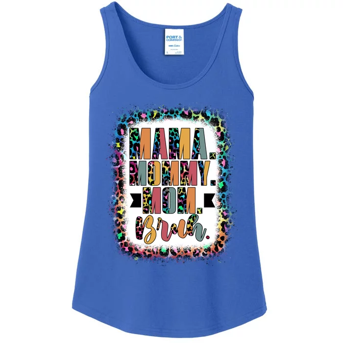 Retro Mama Mommy Mom Bruh Leopard Bleached Happy Mothers Day Great Gift Ladies Essential Tank